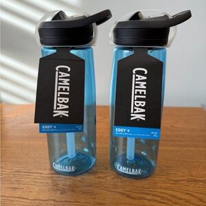 Set of TWO CamelBak Eddy+ Aqua Bottles with Black Lids
